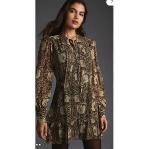 Morris & Co x Paige Vittoria Floral Silk Georgette Belted Mini Dress XS